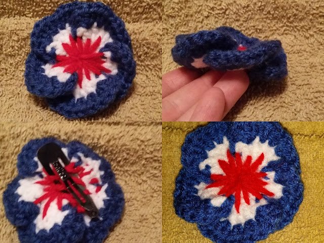 One of The Many Flower Hair Chips I Have Made (link to free pattern)